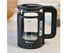 Чайник электрический Sakura SA-2737BK, черный, стекло, пластик, подсветка, 1,5 л, 1500-1800 Вт